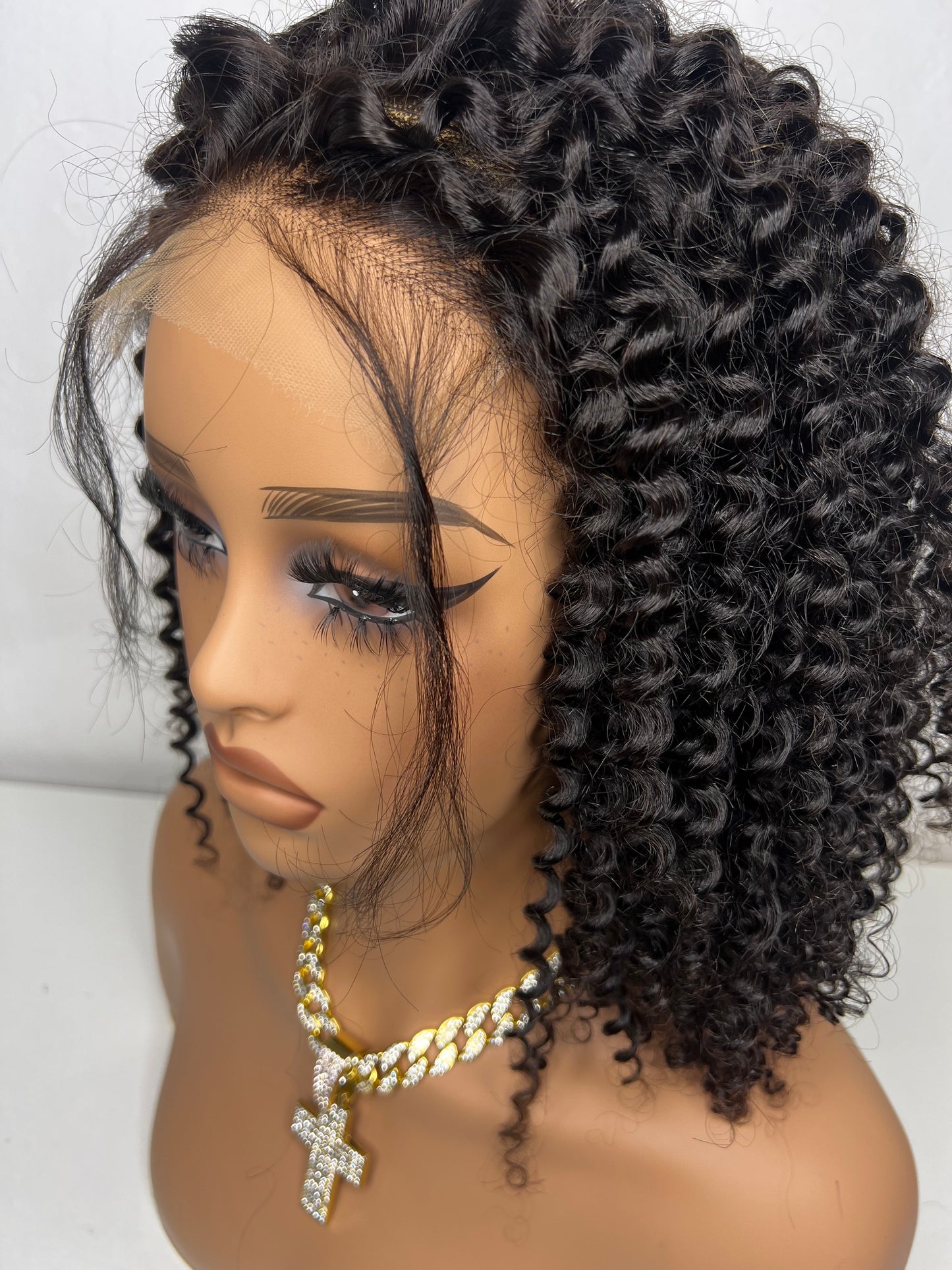 Top Virgin hair hd lace 5x5 -180% kinky curly-sliding band 14 inch
