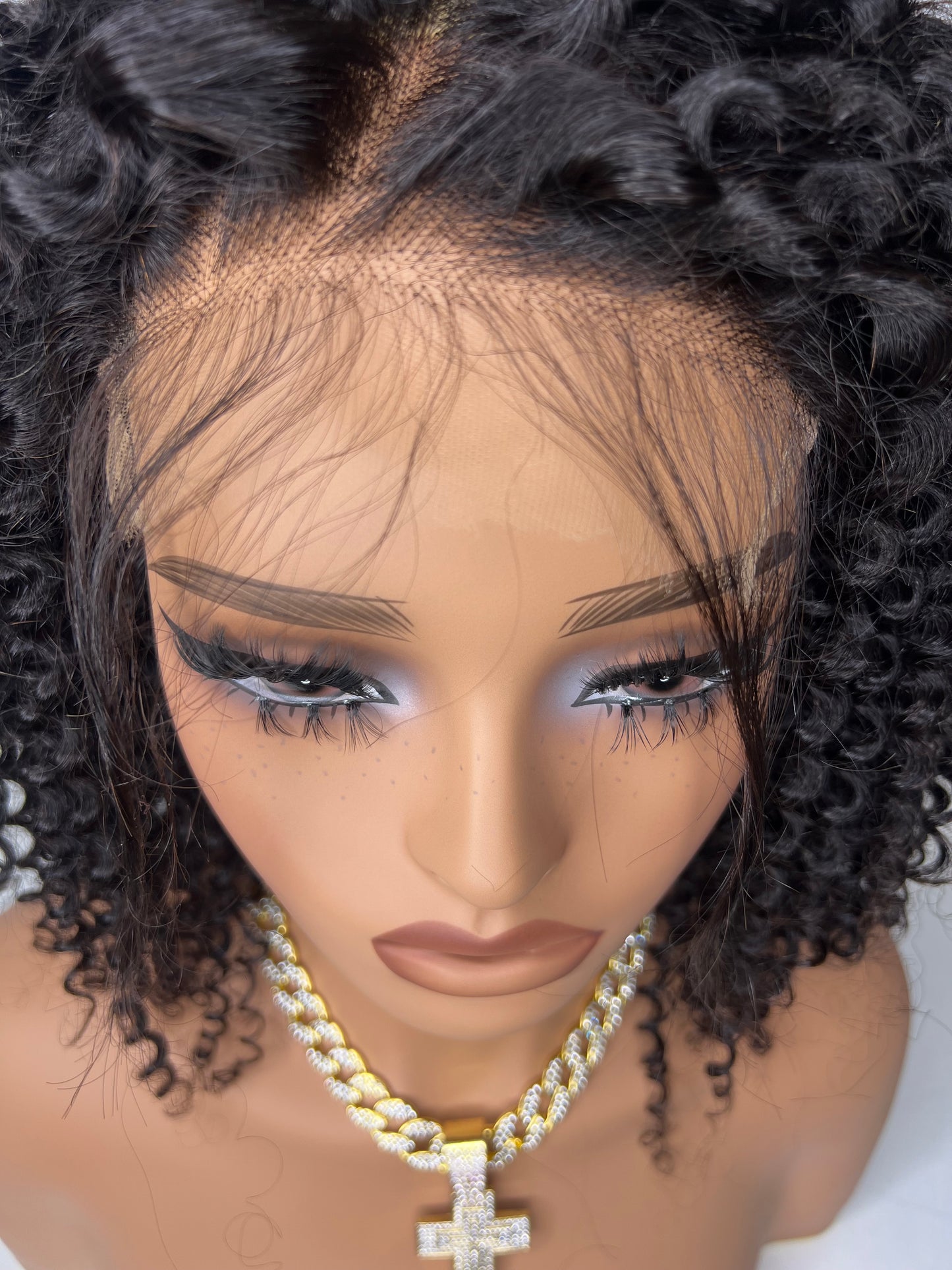 Top Virgin hair hd lace 5x5 -180% kinky curly-sliding band 14 inch