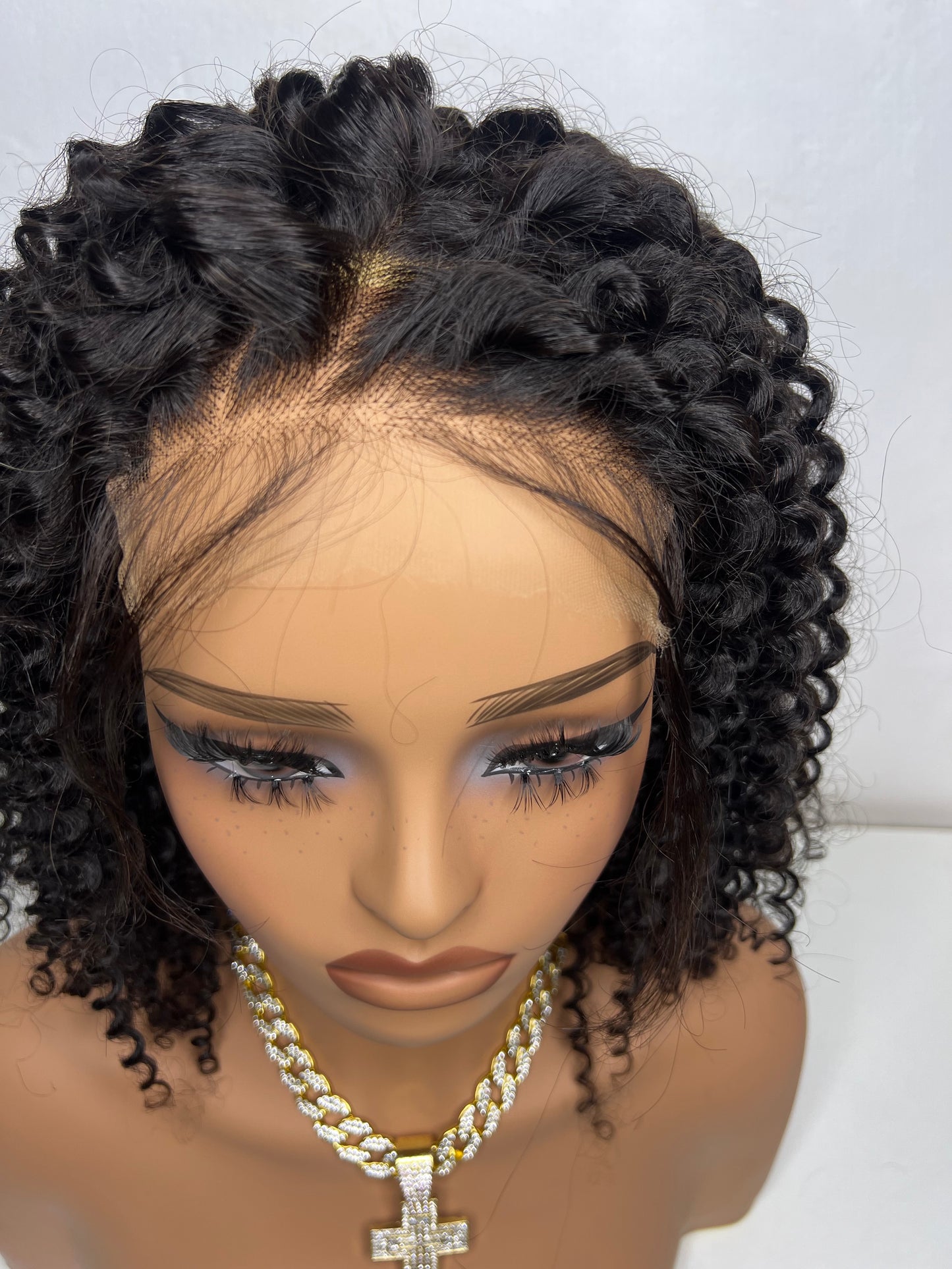 Top Virgin hair hd lace 5x5 -180% kinky curly-sliding band 14 inch